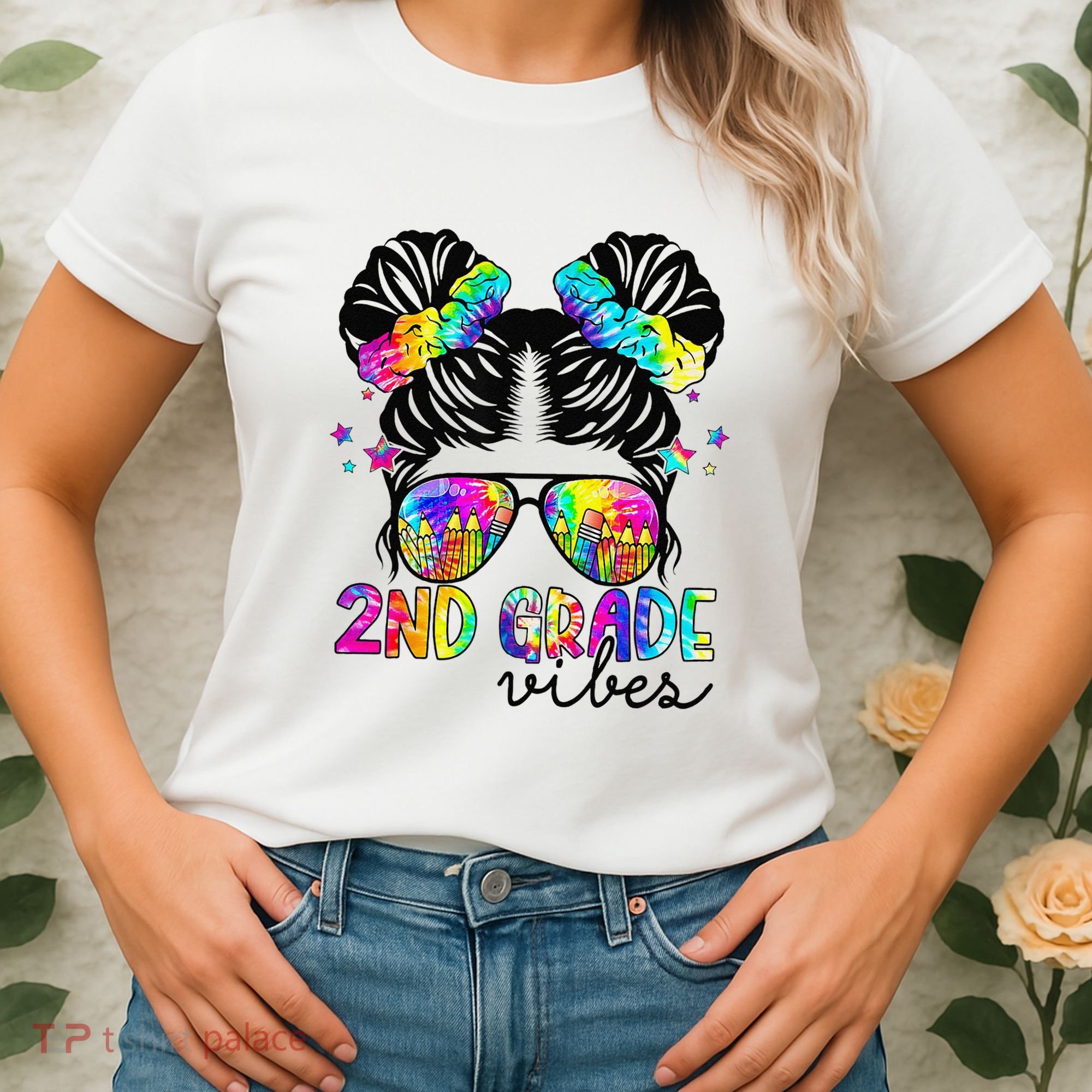 2nd Grade Vibes Messy Bun Team Second Grade Back To School Women's T-Shirt