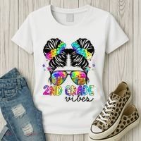 2nd Grade Vibes Messy Bun Team Second Grade Back To School Women's T-Shirt thumb 3