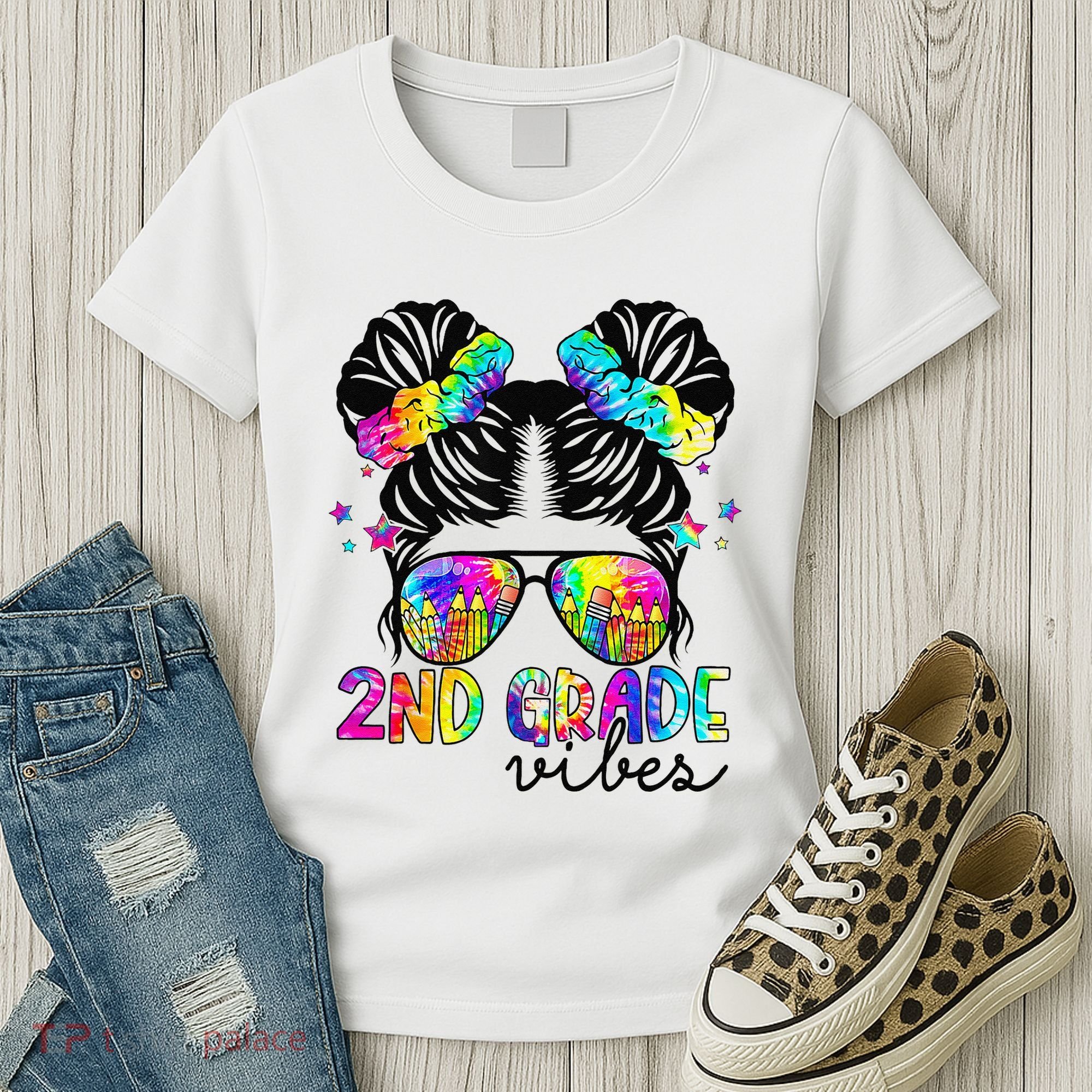 2nd Grade Vibes Messy Bun Team Second Grade Back To School Women's T-Shirt