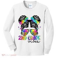 2nd Grade Vibes Messy Bun Team Second Grade Back To School Kids Long Sleeve Shirt thumb 0