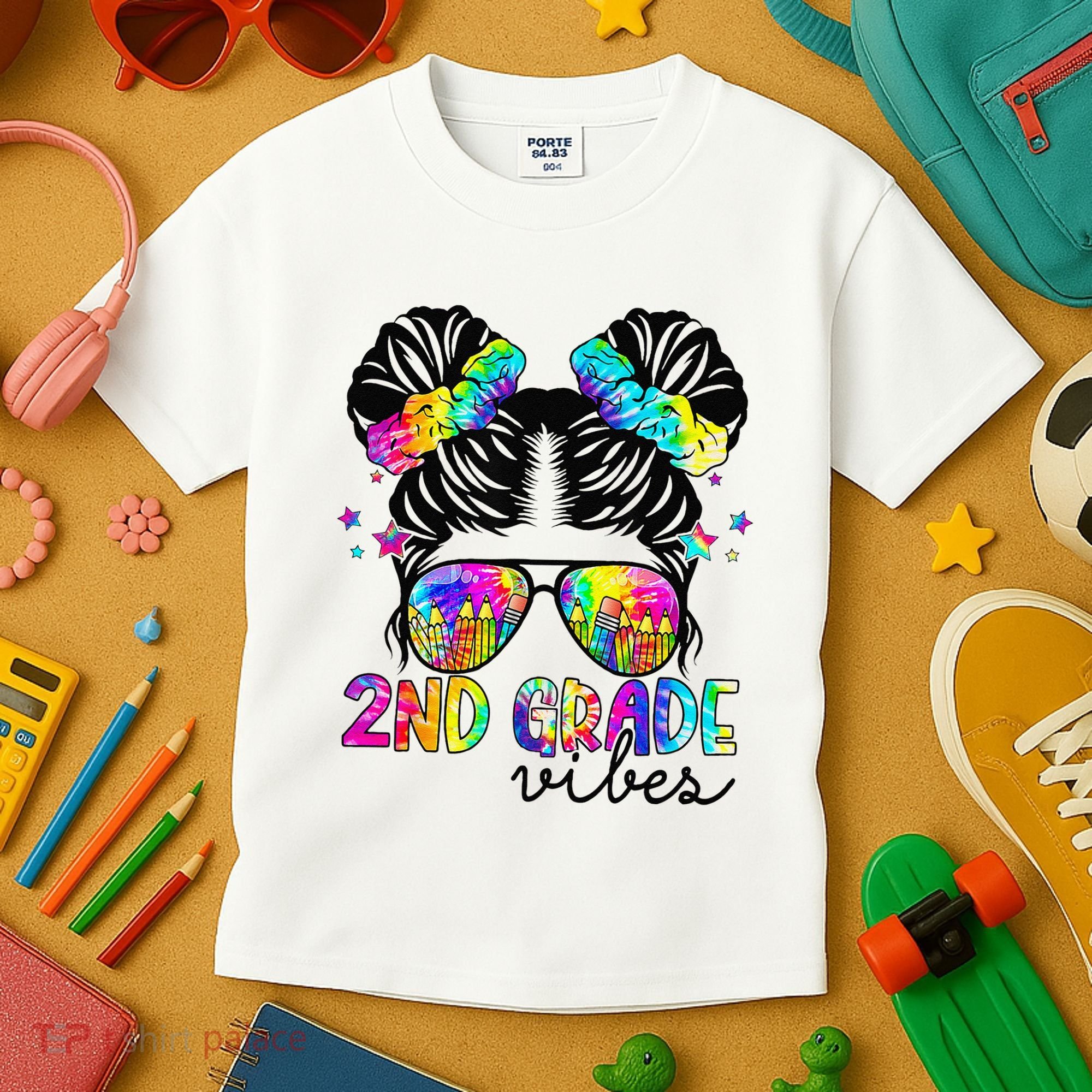 2nd Grade Vibes Messy Bun Team Second Grade Back To School Kids T-Shirt