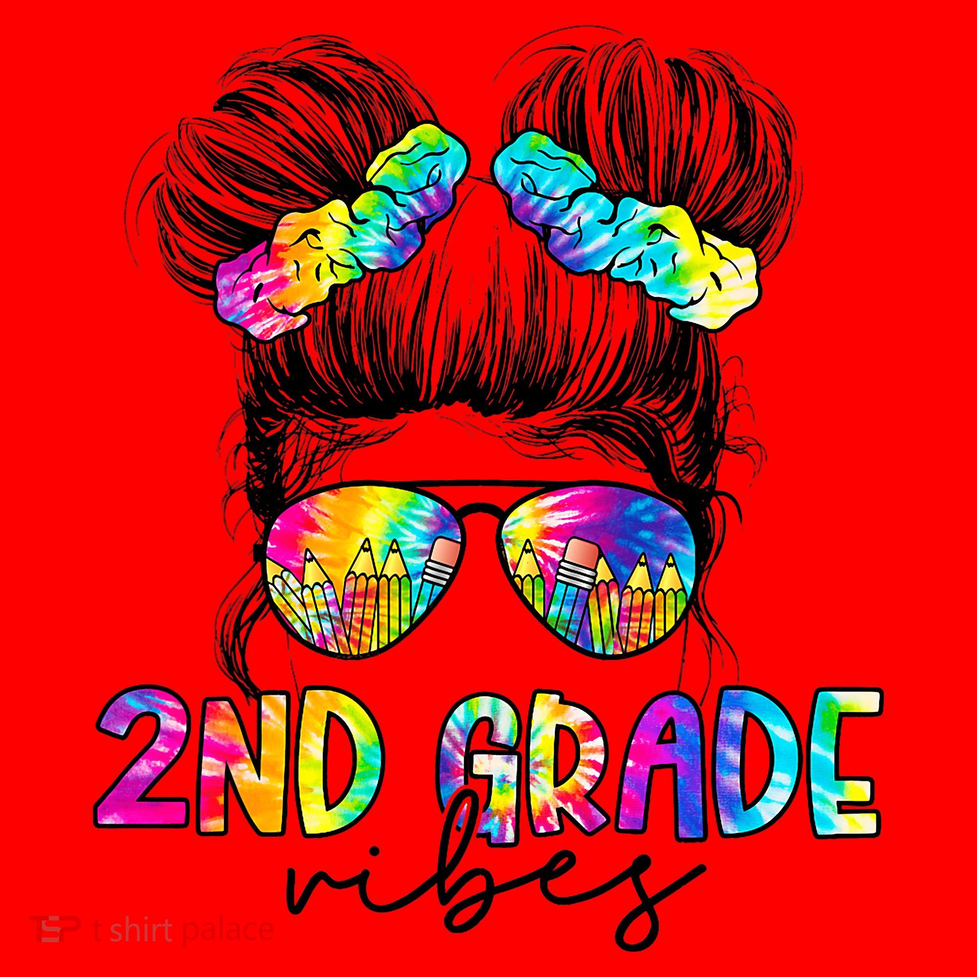 2nd Grade Vibes Messy Hair Bun Girl Back To School First Day Of Second Grade Santa Hat