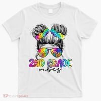 2nd Grade Vibes Messy Hair Bun Girl Back To School First Day Of Second Grade T-Shirt thumb 0