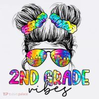 2nd Grade Vibes Messy Hair Bun Girl Back To School First Day Of Second Grade Women's Hoodie thumb 2