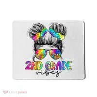 2nd Grade Vibes Messy Hair Bun Girl Back To School First Day Of Second Grade Mousepad thumb 0