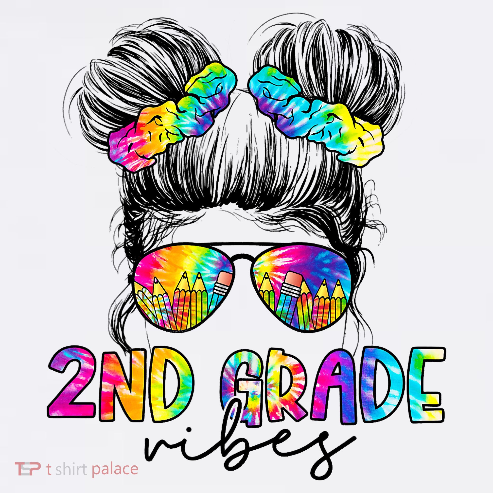 2nd Grade Vibes Messy Hair Bun Girl Back To School First Day Of Second Grade Mousepad