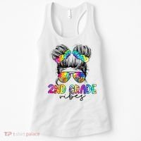 2nd Grade Vibes Messy Hair Bun Girl Back To School First Day Of Second Grade Women's Tank Top thumb 0