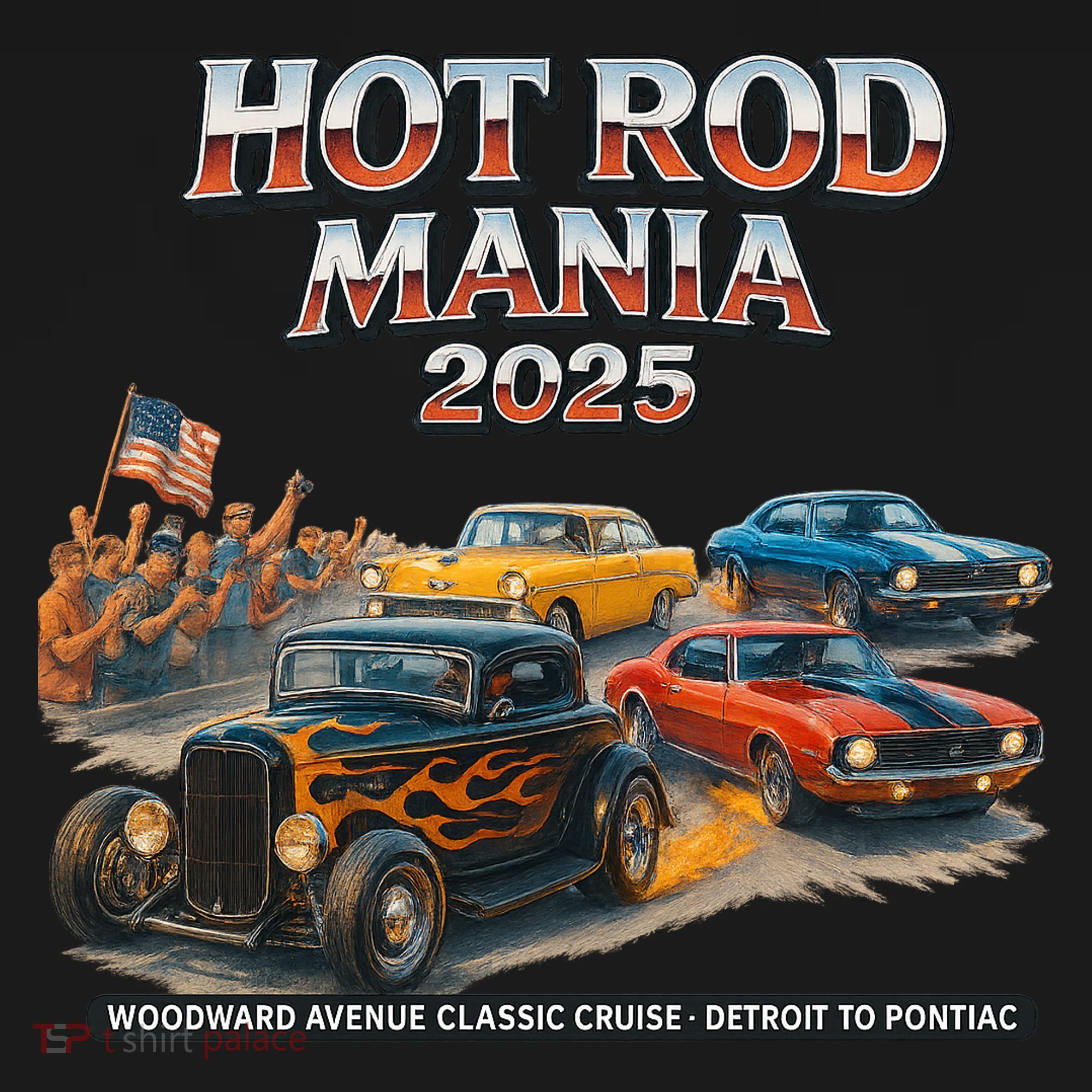 2025 Hot Rod Mania Cruise Woodward Ave Classic Cars T-Shirt