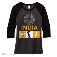 2024 India Cricket Jersey India Cricket In Usa Women's Tri-Blend 3/4-Sleeve Raglan Shirt thumb 0