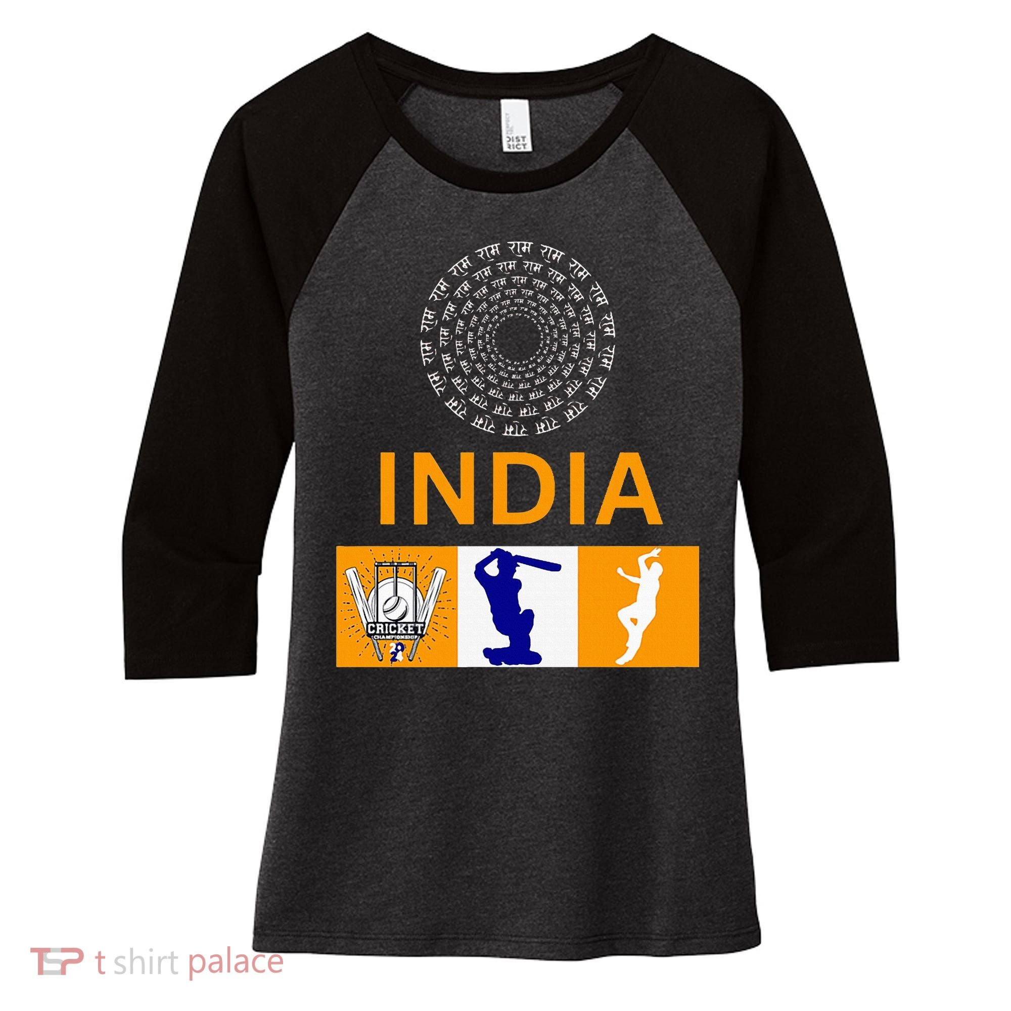 2024 India Cricket Jersey India Cricket In Usa Women's Tri-Blend 3/4-Sleeve Raglan Shirt