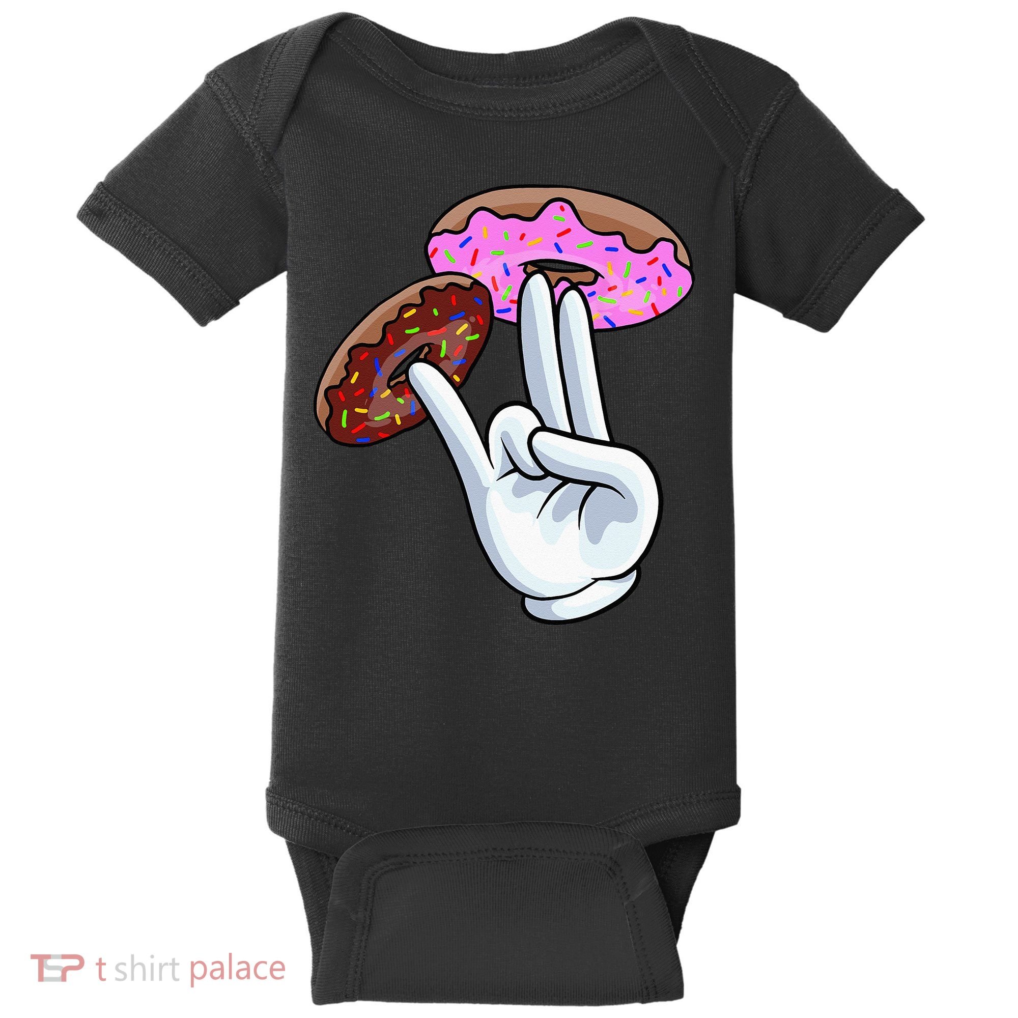 2 In The Pink 1 In The Stink I Dirty Donuts Hand Humor Baby Bodysuit