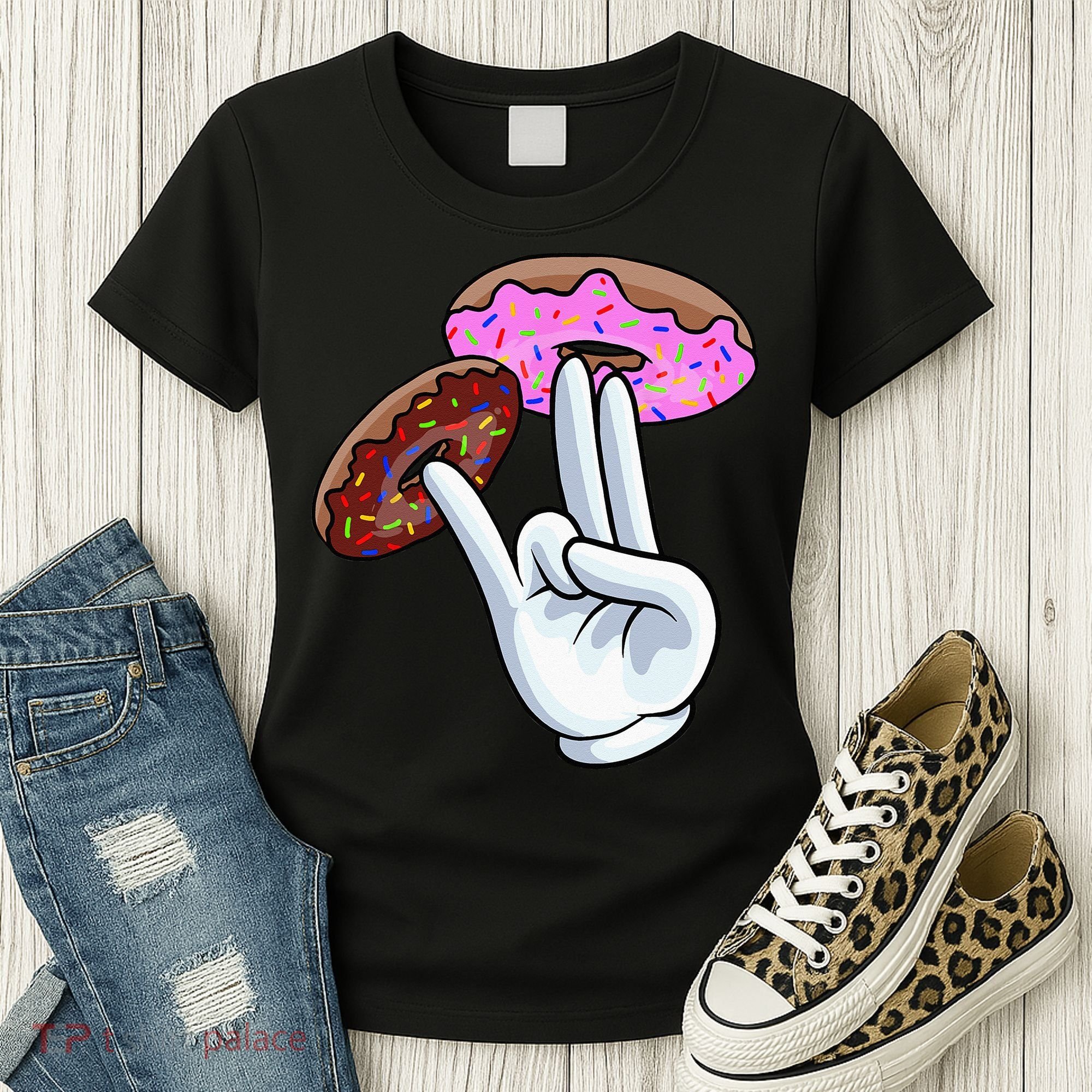 2 In The Pink 1 In The Stink I Dirty Donuts Hand Humor Women's T-Shirt