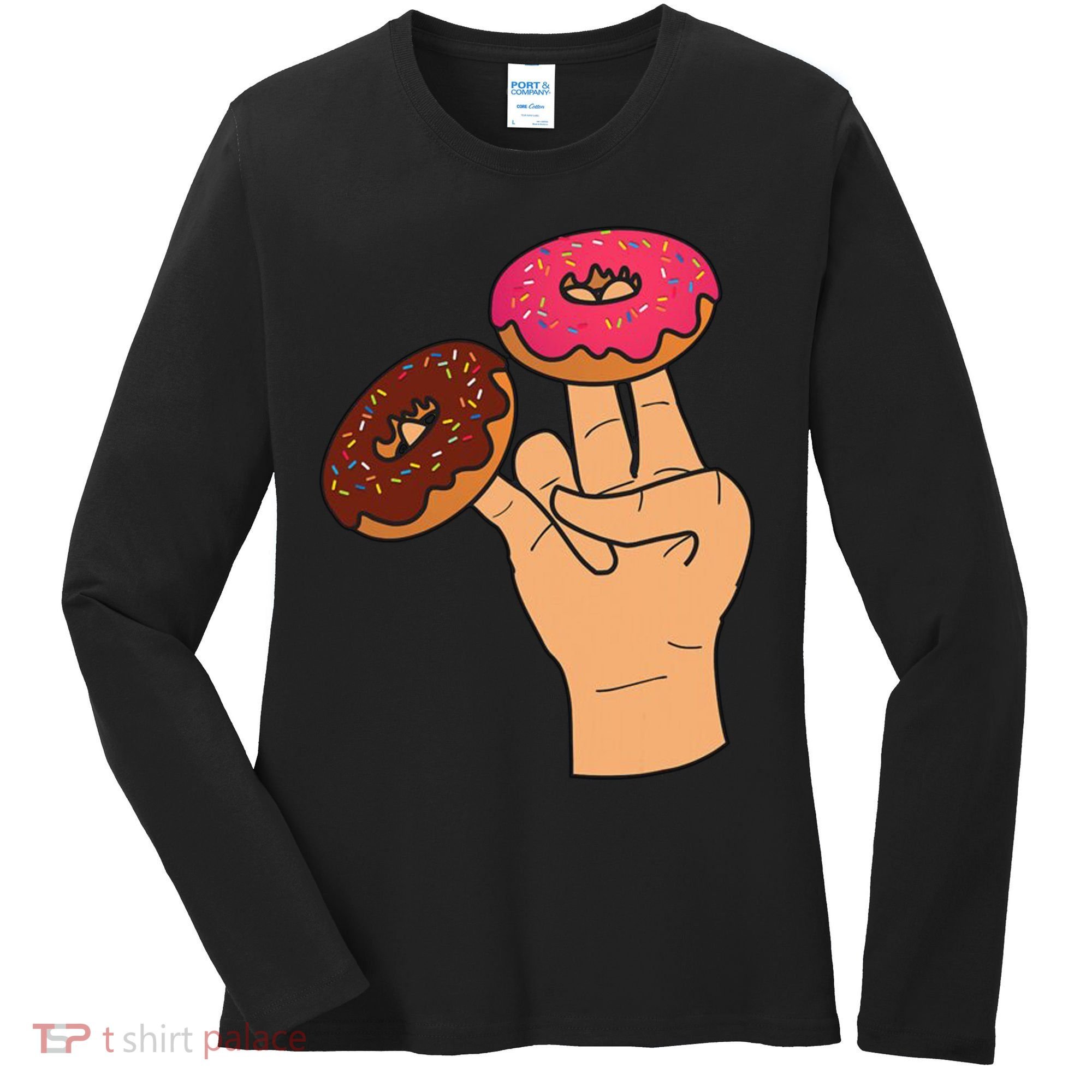 2 In The Pink 1 In The Stink Dirty Humor Donut Women's Long Sleeve Shirt
