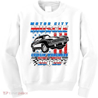 2026 Motor City Muscle USA Cruisin Woodward M1 Kids Sweatshirt