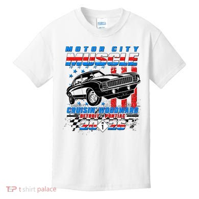 2026 Motor City Muscle USA Cruisin Woodward M1 Kids T-Shirt