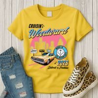 2026 Made In Motor City: Yellow Cadi Nights Woodward Ave Women's T-Shirt thumb 3