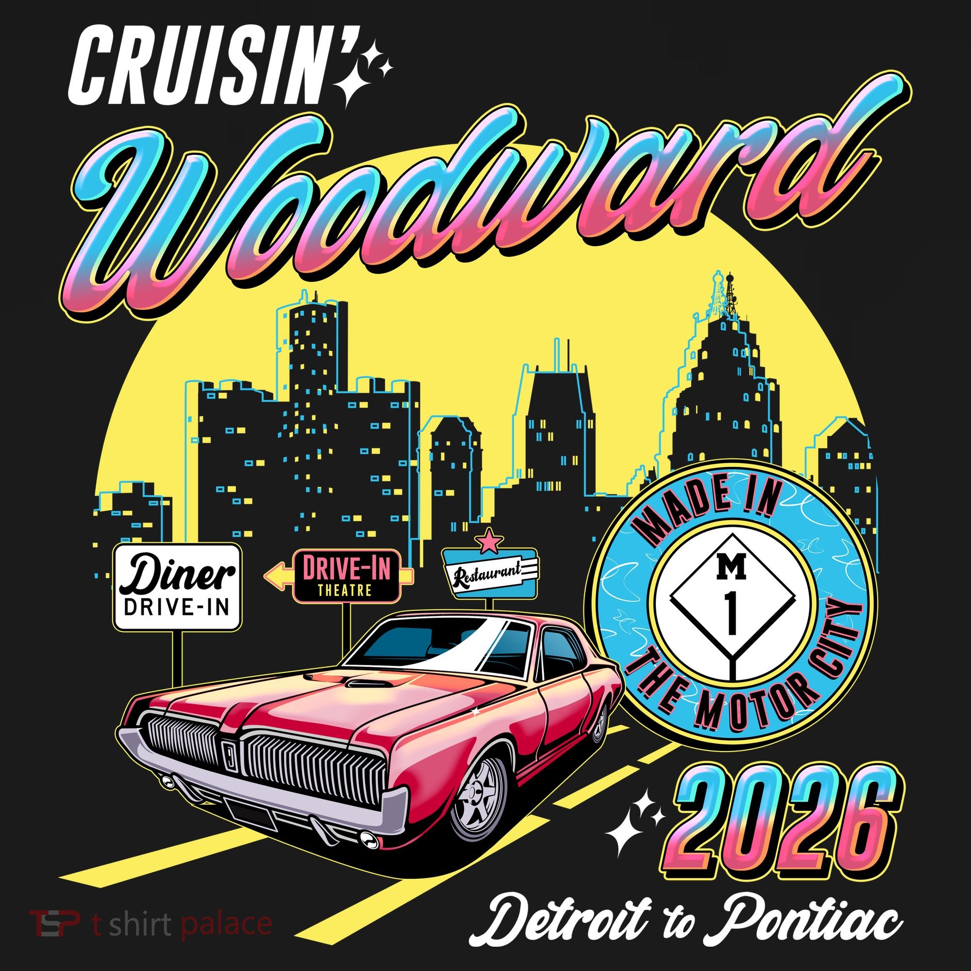 2026 Made In Motor City: Pink Cadi Nights Woodward Ave Tote Bag