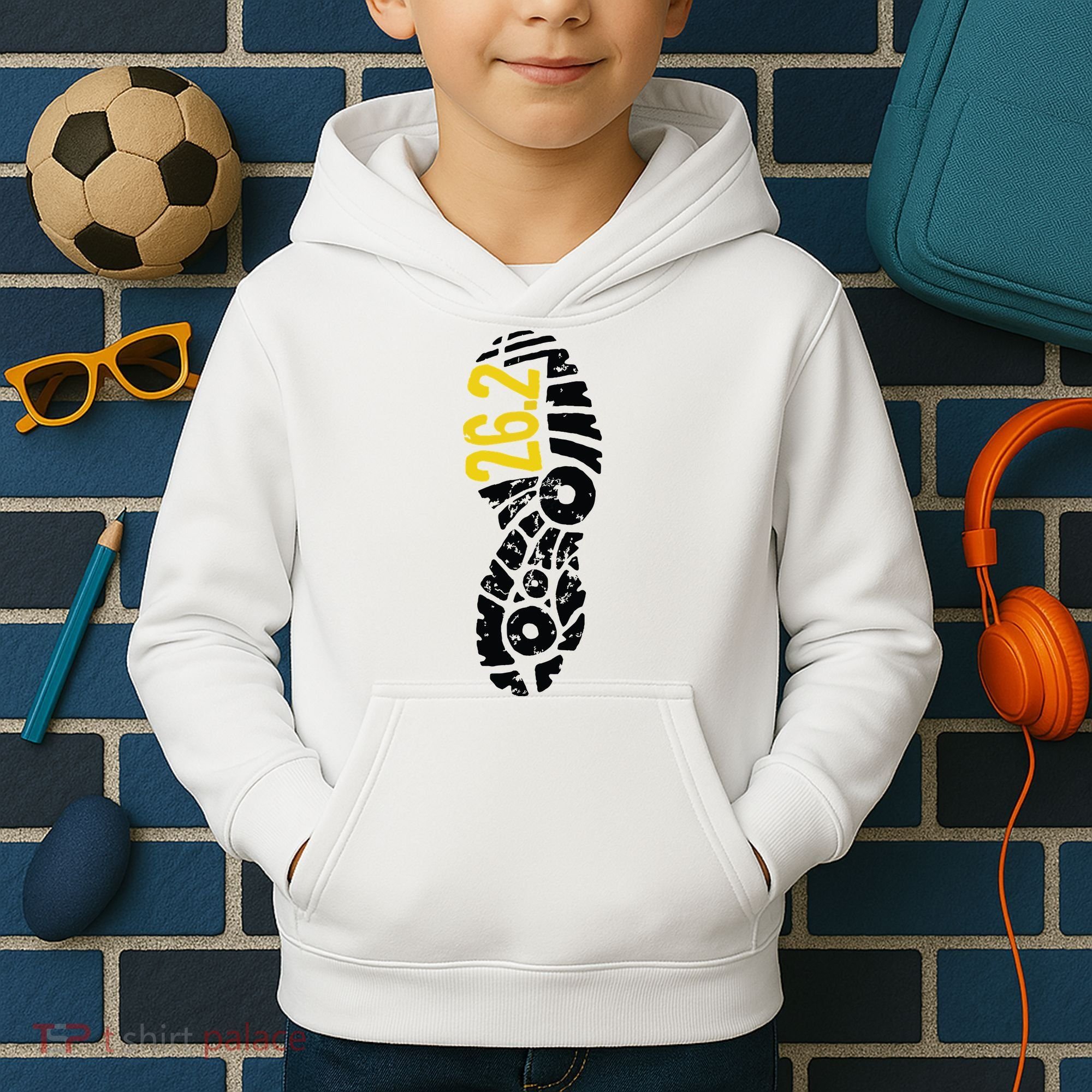 262 Marathon Runner Footprint Kids Hoodie