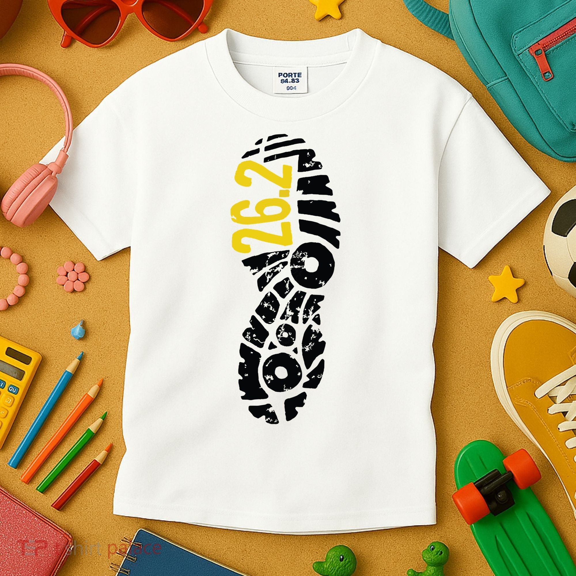 262 Marathon Runner Footprint Kids T-Shirt