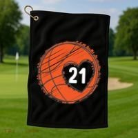 #21 Number 21 Basketball Graphic Saying Ball Bball Cute Gift Golf Towel thumb 1