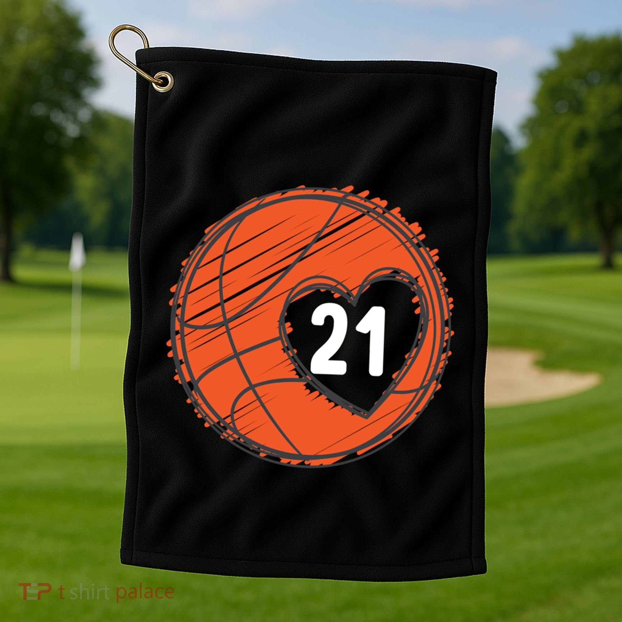 #21 Number 21 Basketball Graphic Saying Ball Bball Cute Gift Golf Towel
