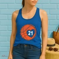 #21 Number 21 Basketball Graphic Saying Ball Bball Cute Gift Women's Tank Top thumb 2