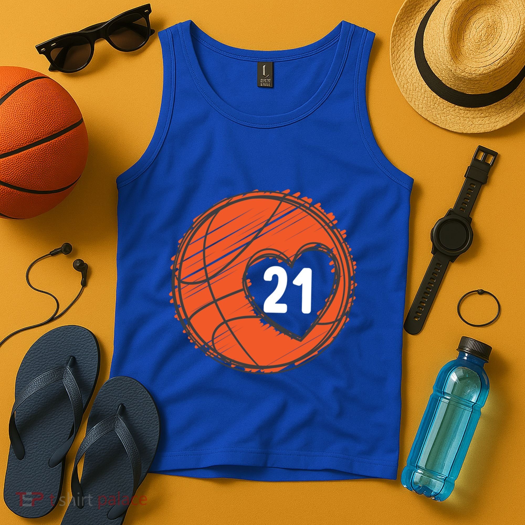 #21 Number 21 Basketball Graphic Saying Ball Bball Cute Gift Tank Top