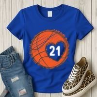 #21 Number 21 Basketball Graphic Saying Ball Bball Cute Gift Women's T-Shirt thumb 3