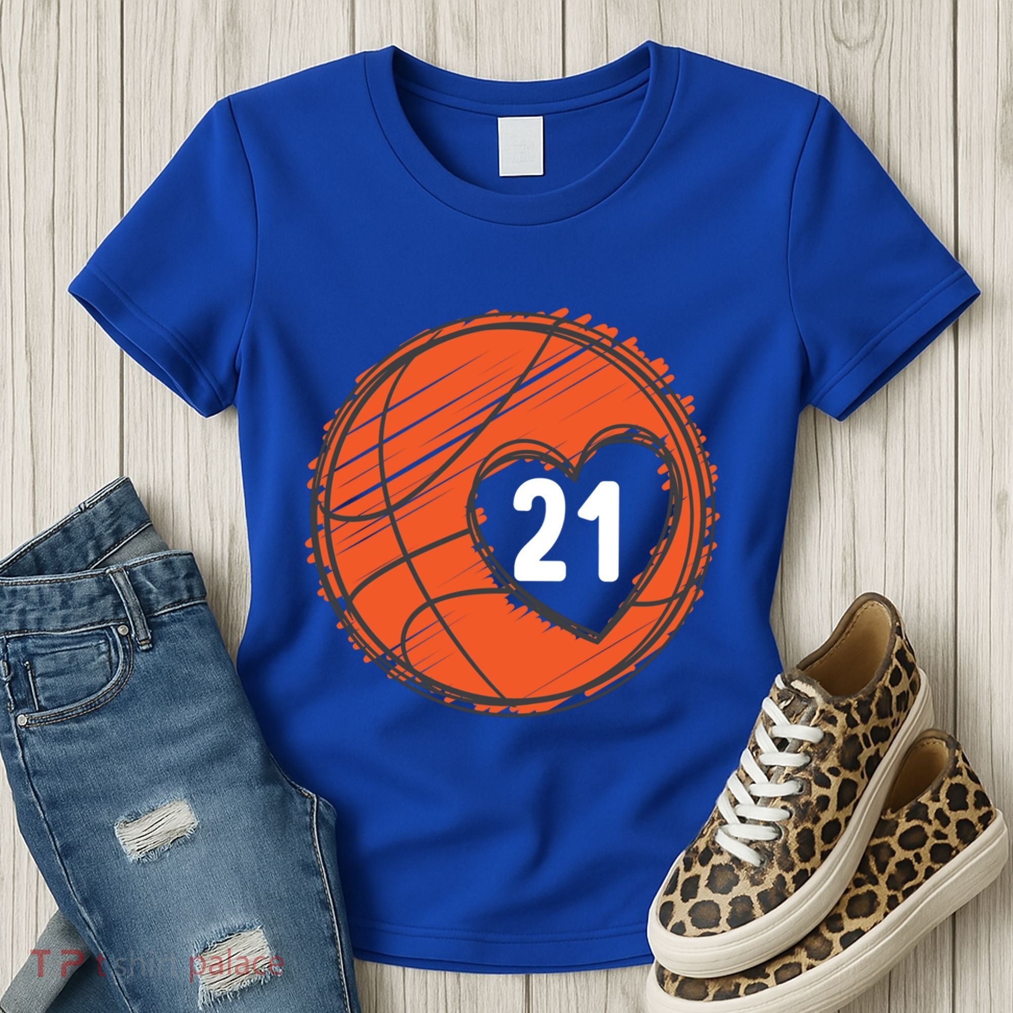 #21 Number 21 Basketball Graphic Saying Ball Bball Cute Gift Women's T-Shirt