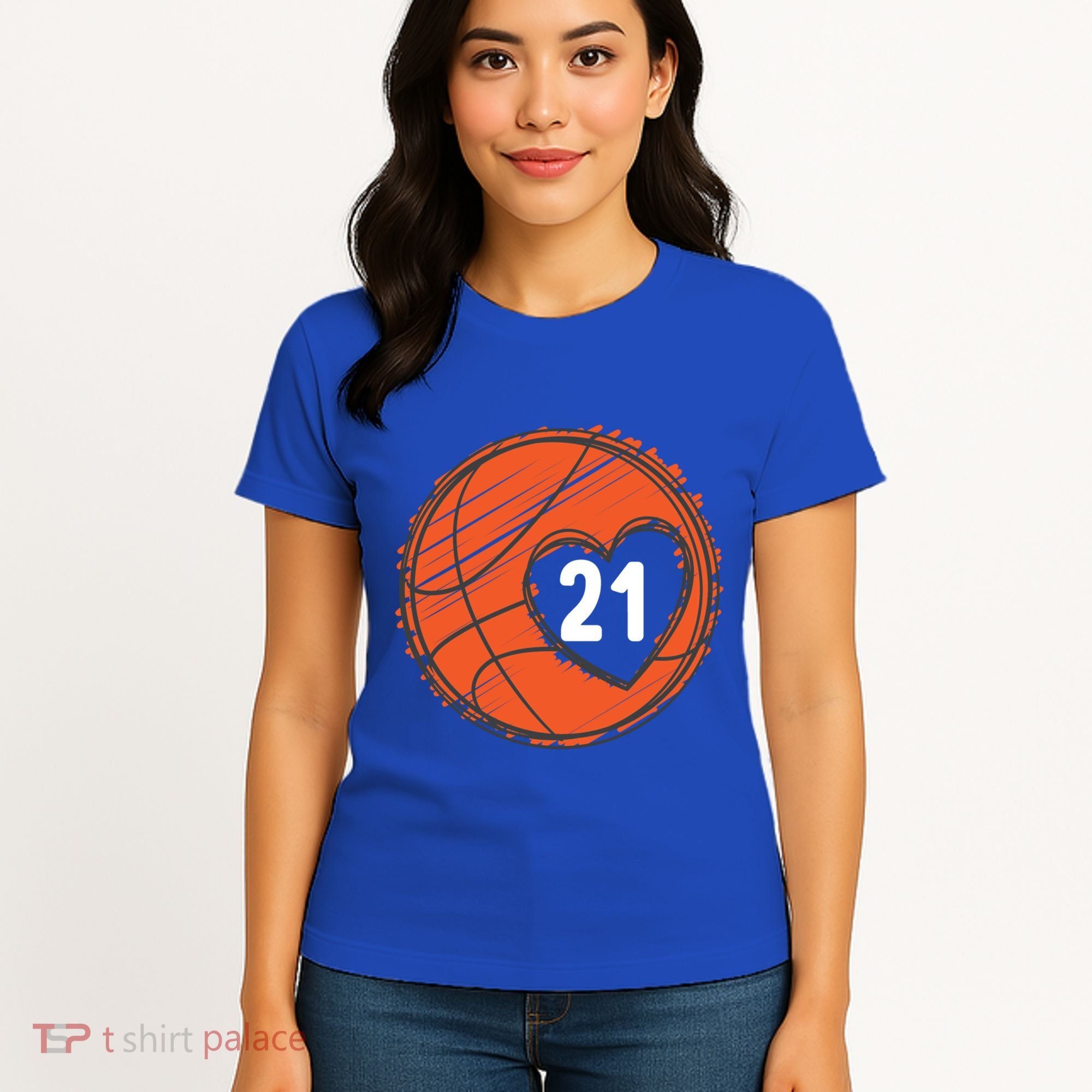 #21 Number 21 Basketball Graphic Saying Ball Bball Cute Gift Women's T-Shirt