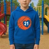 #21 Number 21 Basketball Graphic Saying Ball Bball Cute Gift Kids Hoodie thumb 2