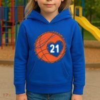 #21 Number 21 Basketball Graphic Saying Ball Bball Cute Gift Kids Hoodie thumb 3