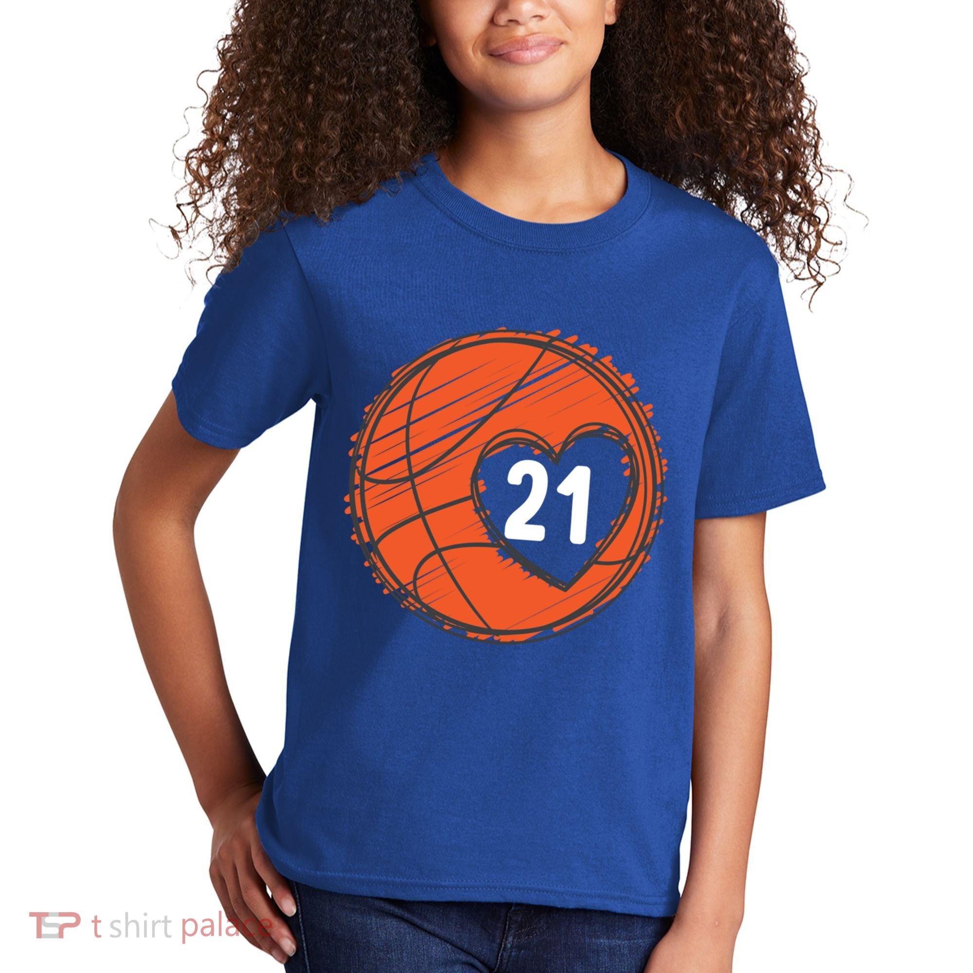 #21 Number 21 Basketball Graphic Saying Ball Bball Cute Gift Kids T-Shirt