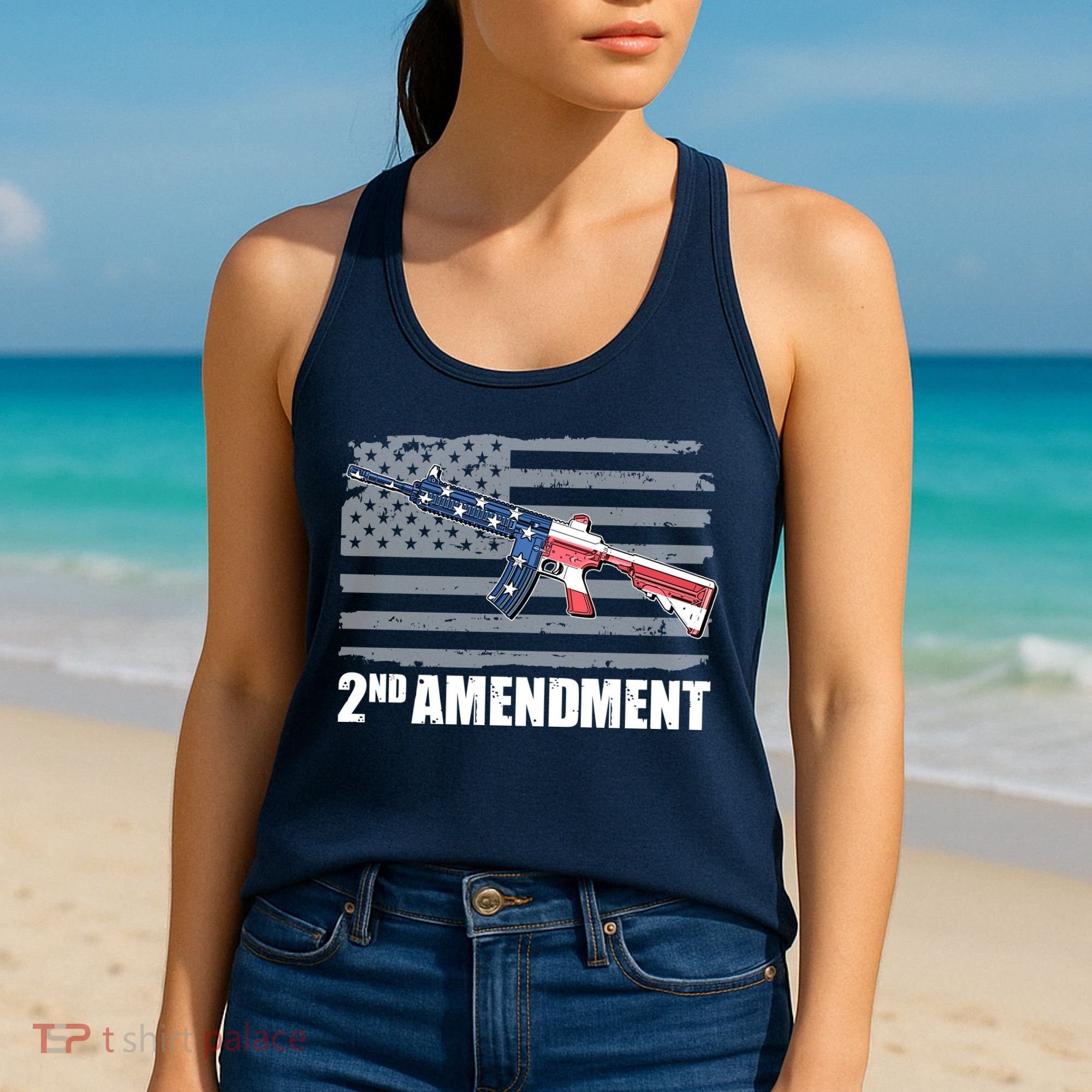2nd Amendment Distressed American Flag Women's Tank Top