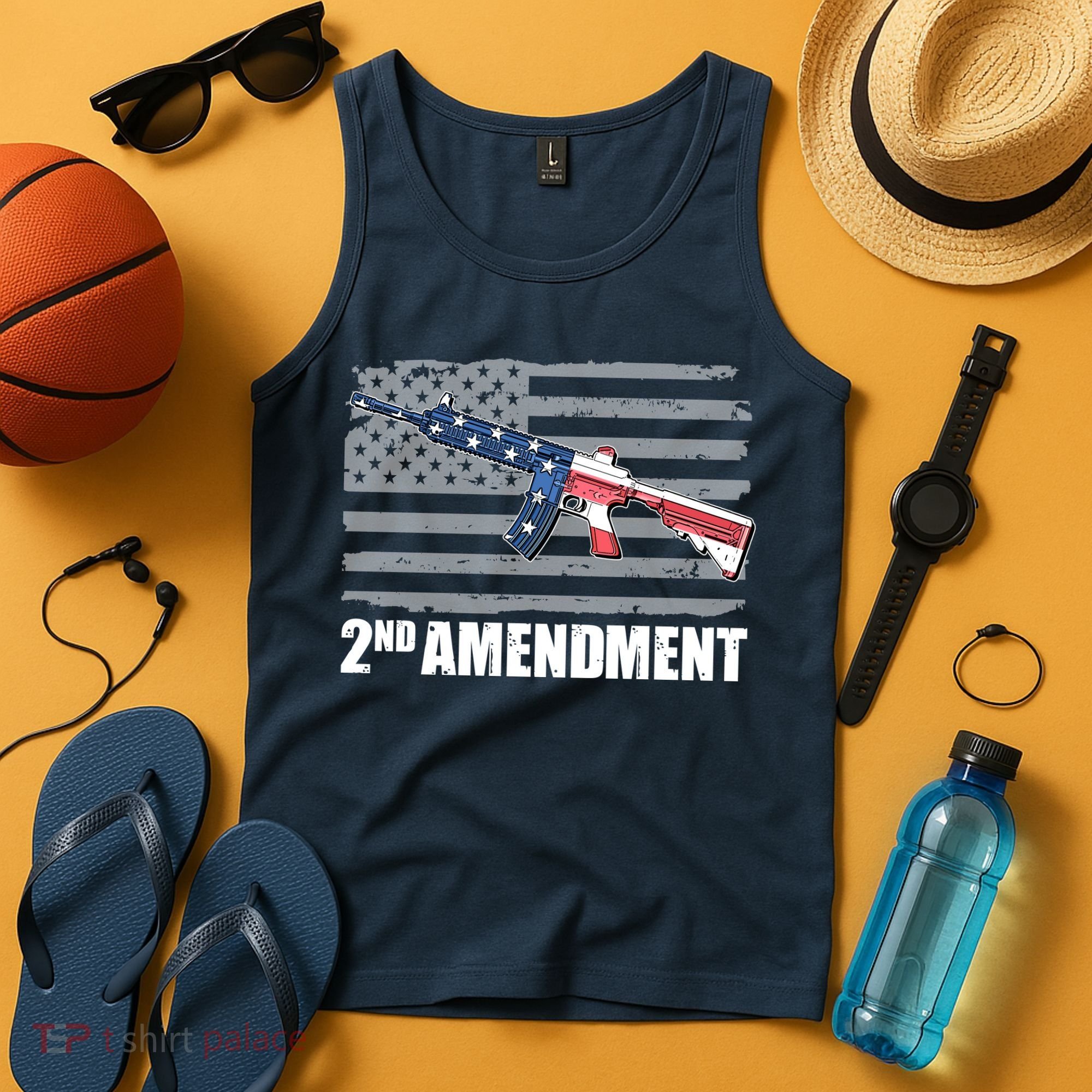 2nd Amendment Distressed American Flag Tank Top