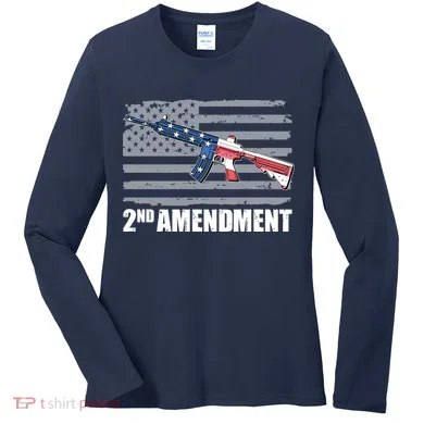 2nd Amendment Distressed American Flag Women's Long Sleeve Shirt