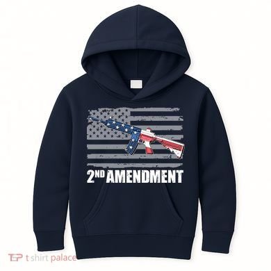 2nd Amendment Distressed American Flag Kids Hoodie