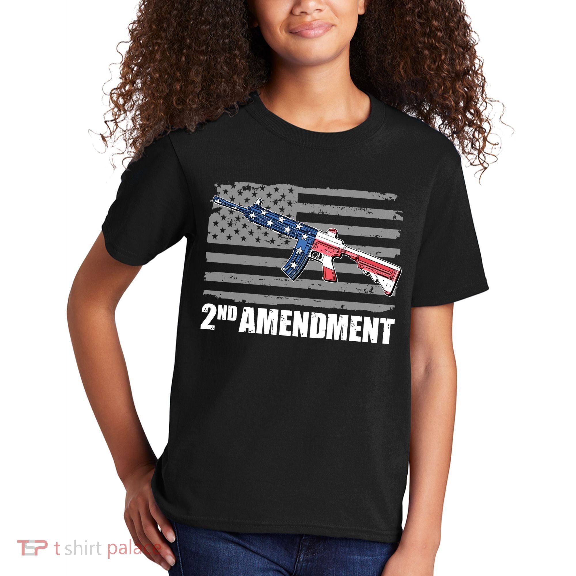 2nd Amendment Distressed American Flag Kids T-Shirt