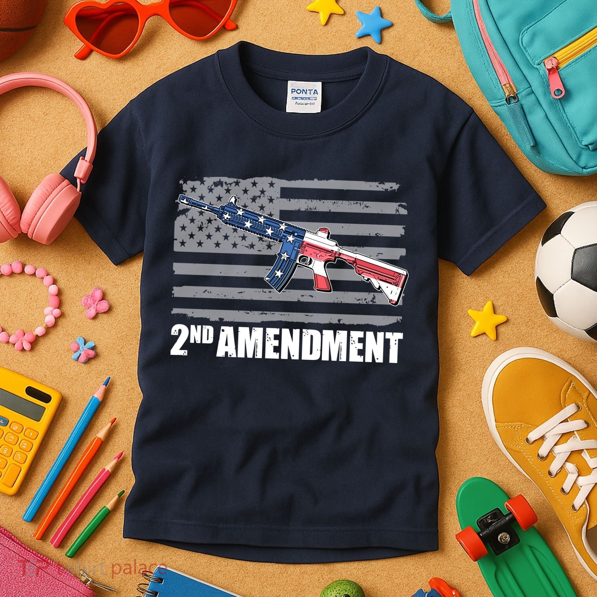 2nd Amendment Distressed American Flag Kids T-Shirt