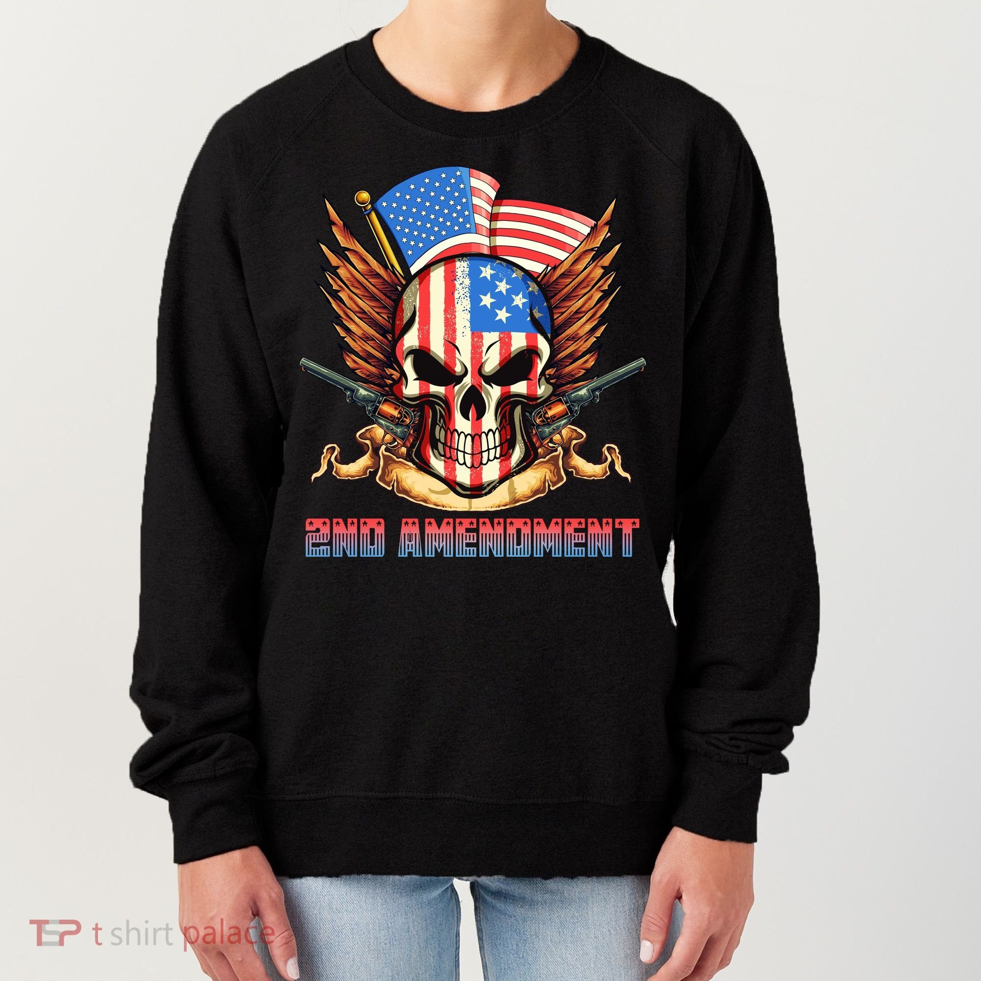 2nd Amendment USA Patriotic Skull Women's Sweatshirt