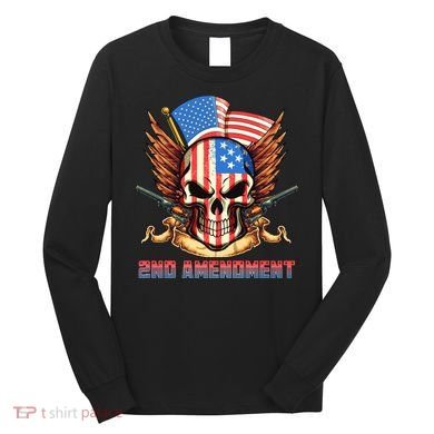 2nd Amendment USA Patriotic Skull Long Sleeve Shirt