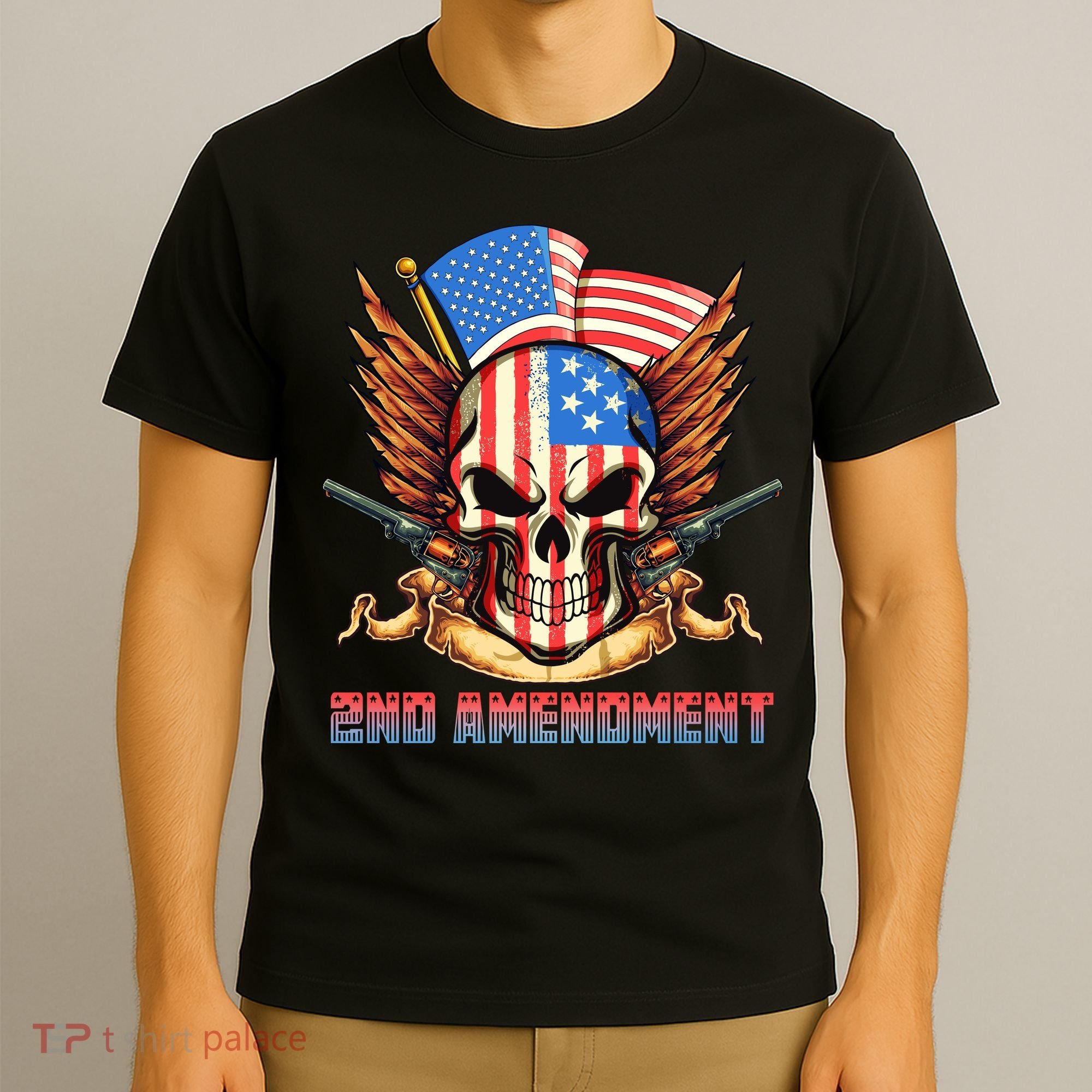 2nd Amendment USA Patriotic Skull T-Shirt
