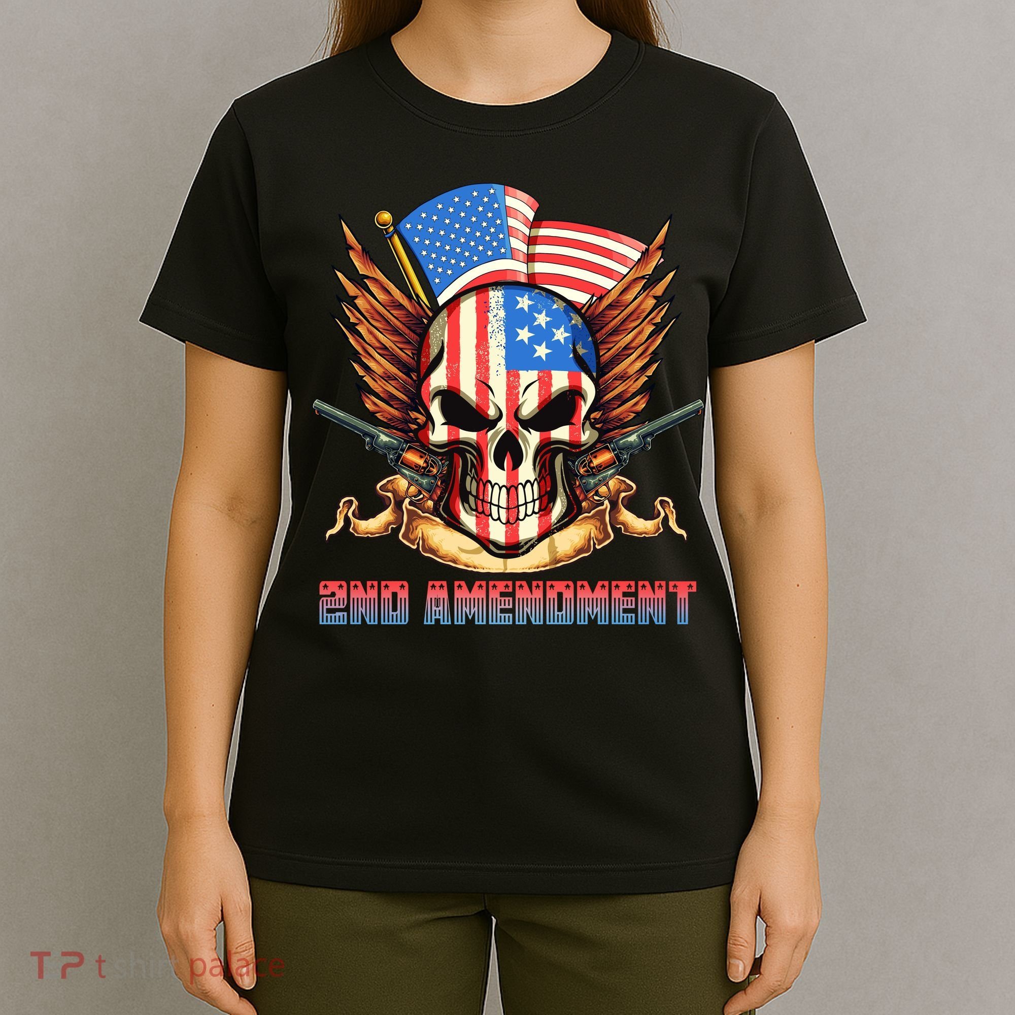 2nd Amendment USA Patriotic Skull T-Shirt