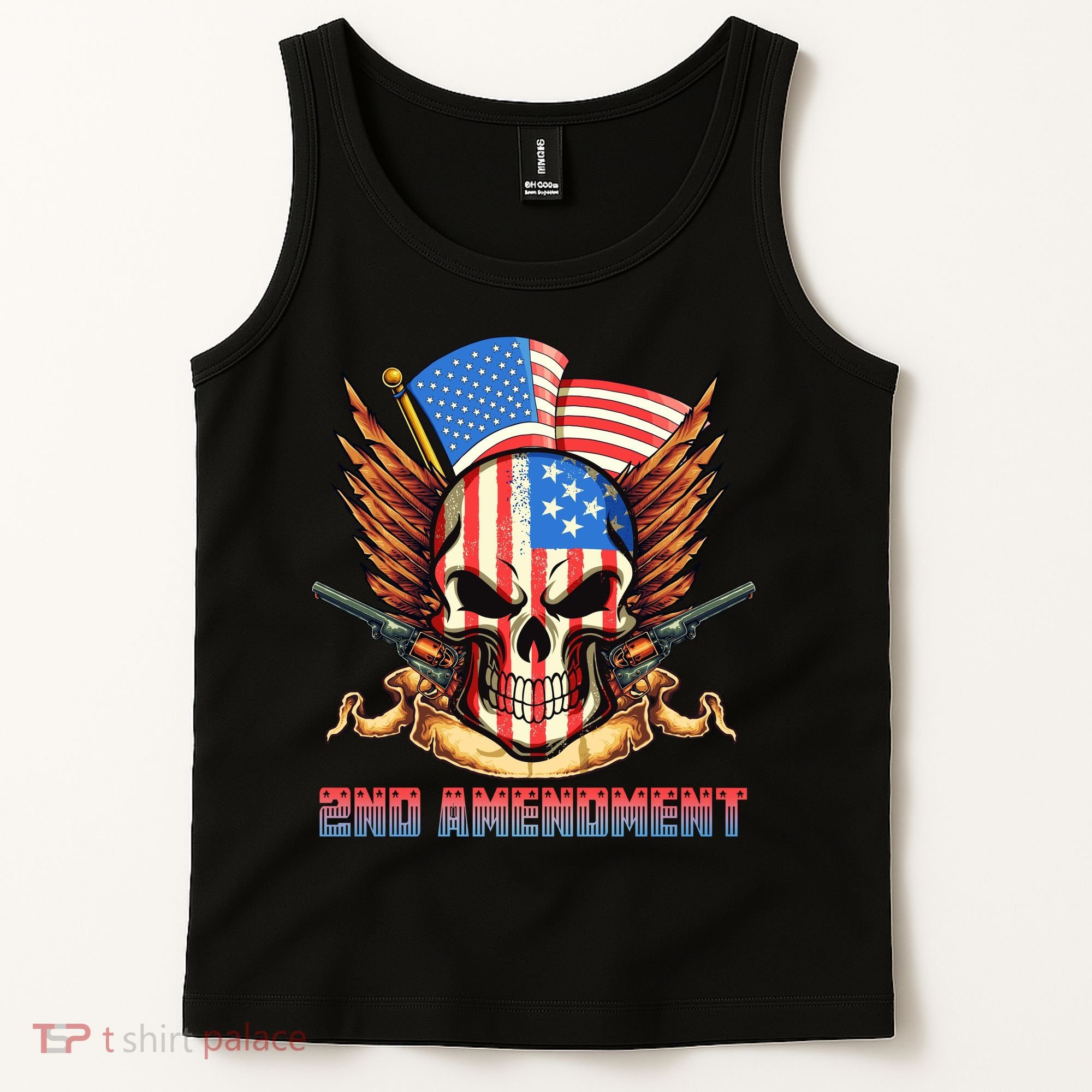2nd Amendment USA Patriotic Skull Tank Top