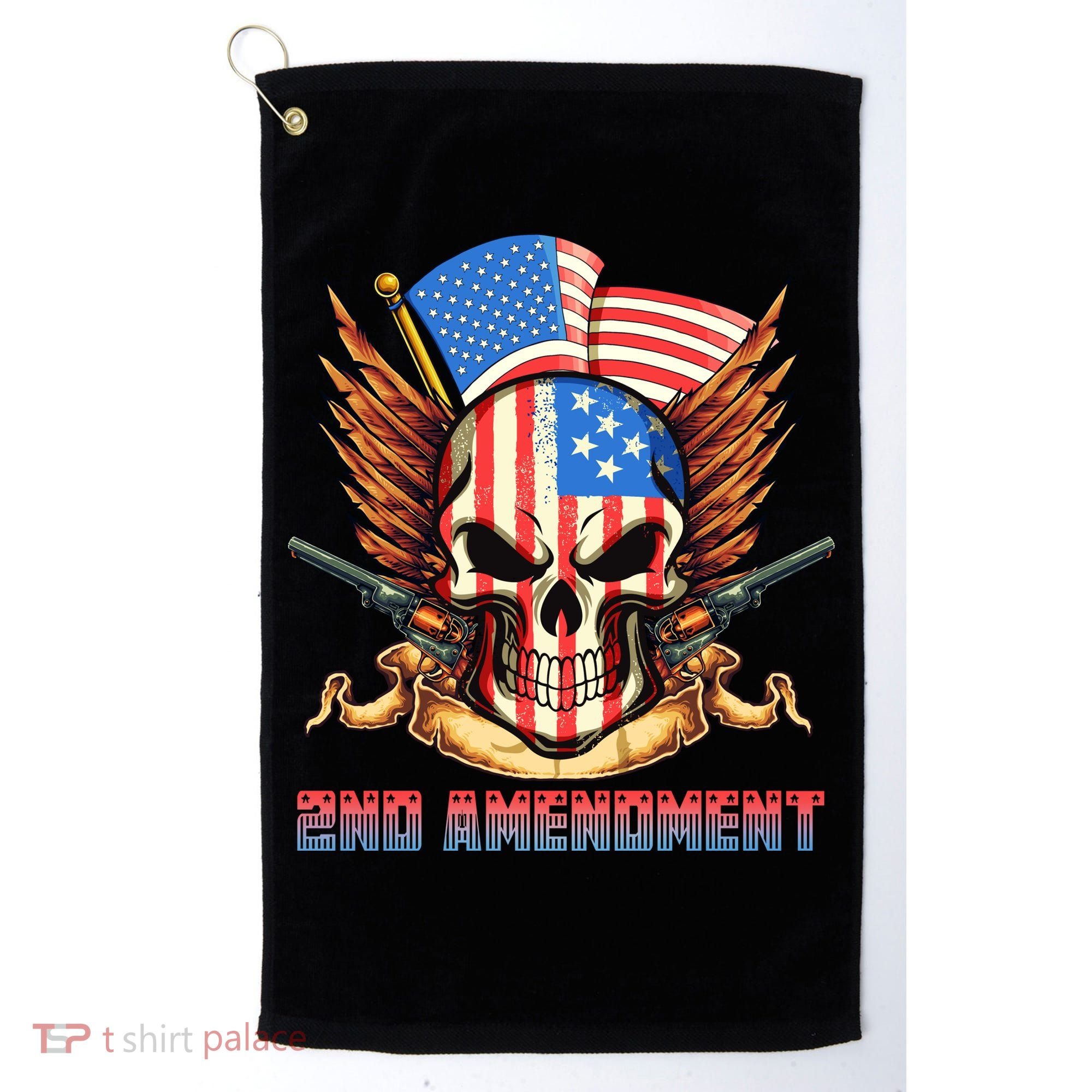 2nd Amendment USA Patriotic Skull Golf Towel