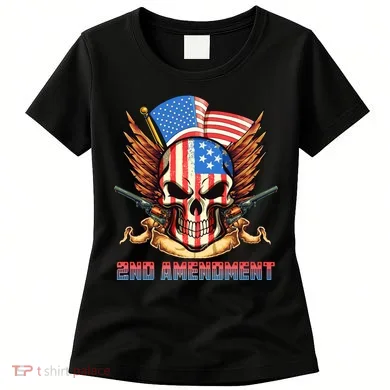 2nd Amendment USA Patriotic Skull Women's T-Shirt