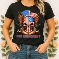 2nd Amendment USA Patriotic Skull Women's T-Shirt thumb 2