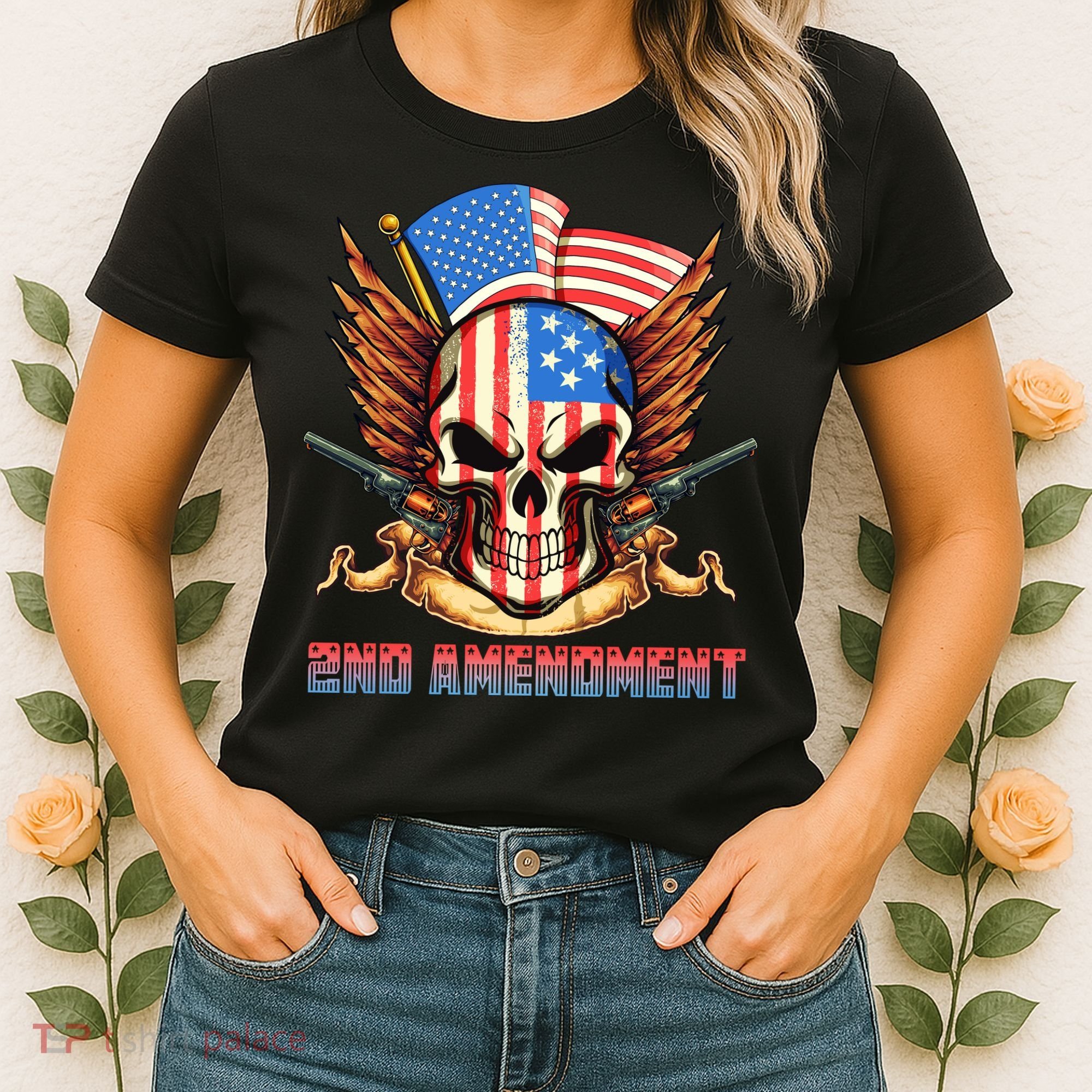 2nd Amendment USA Patriotic Skull Women's T-Shirt