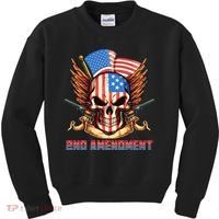 2nd Amendment USA Patriotic Skull Kids Sweatshirt thumb 0