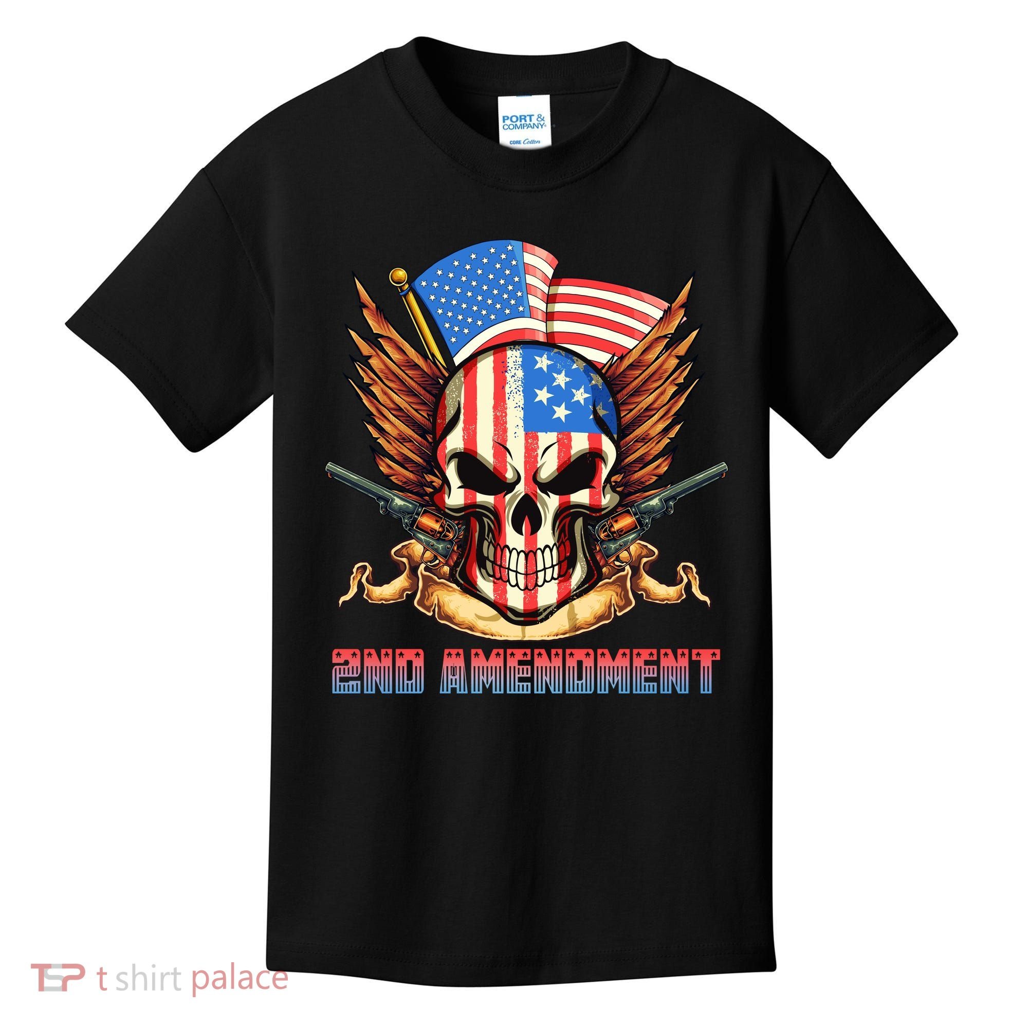 2nd Amendment USA Patriotic Skull Kids T-Shirt
